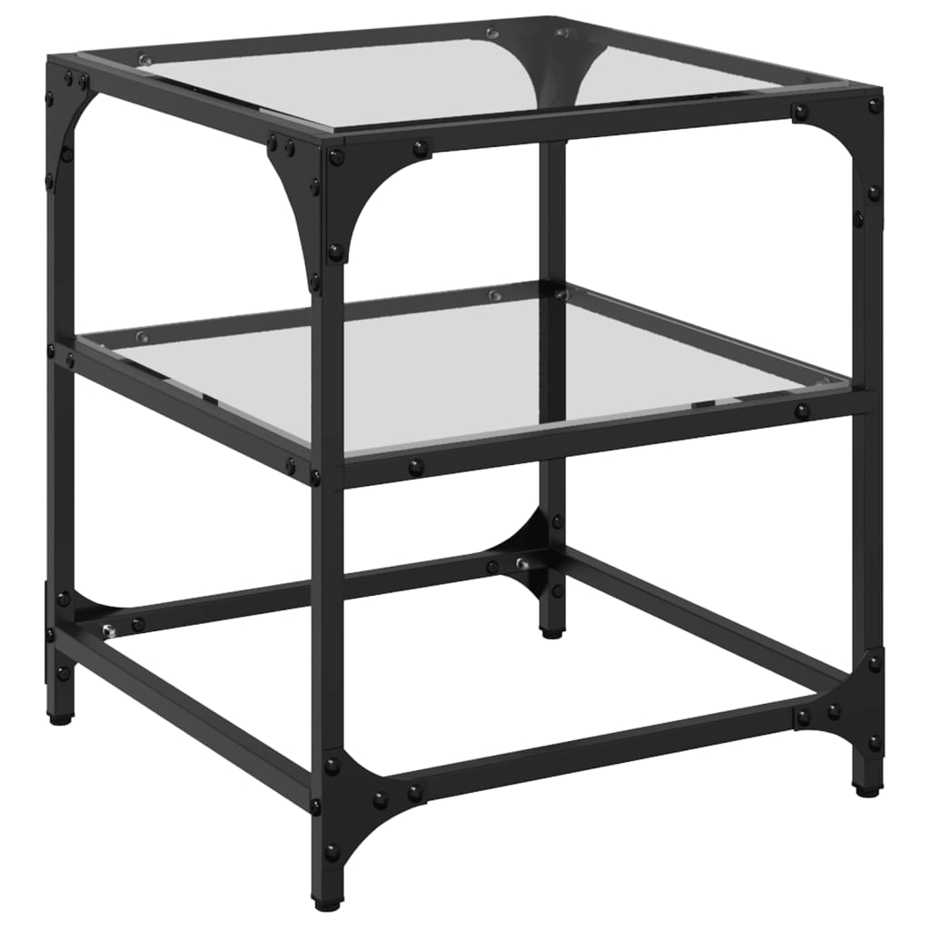 Table basse en verre transparent, bois composite, acier, verre, petite ...