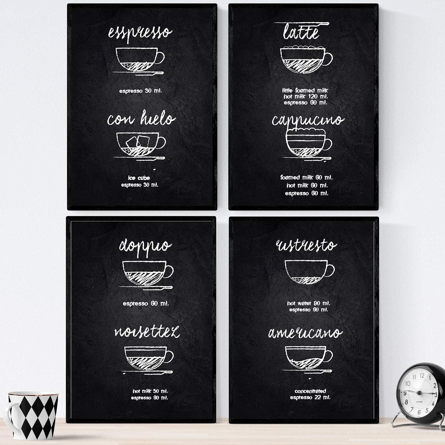 Set de láminas de cafe. posters de tipos de cafe. cafe detalle 1. sin marco - a3