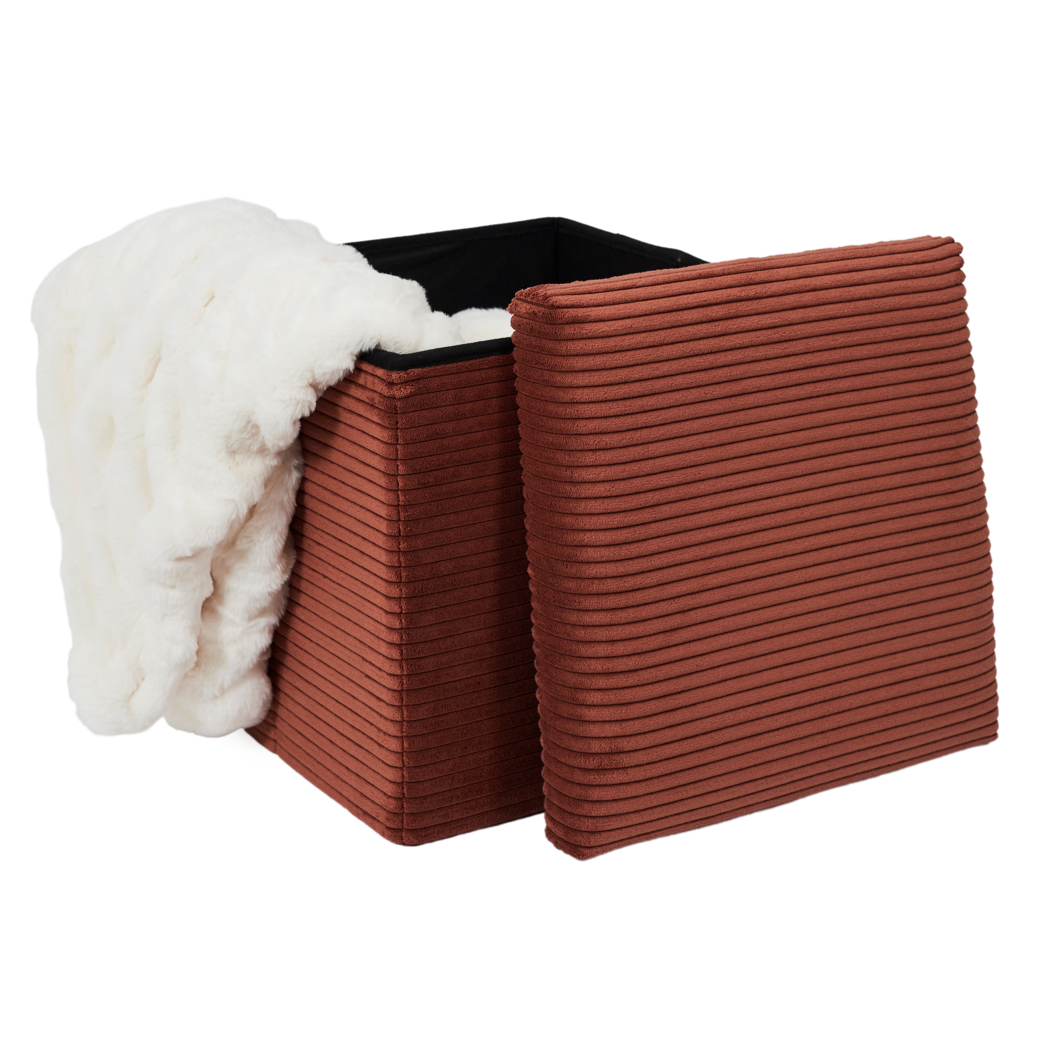 Coffre Pouf Pliable - Home Deco Factory - Scott - Côtelé - Orange - 4