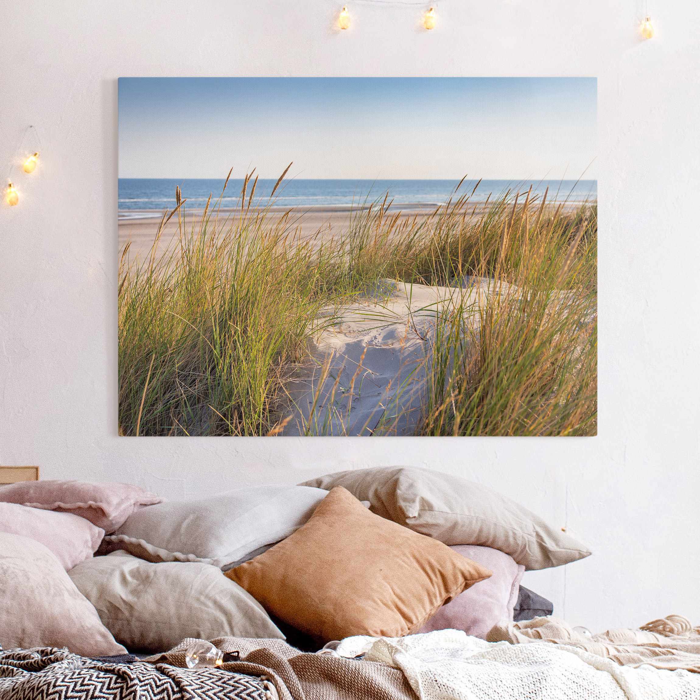 Impression sur toile - Dune de plage au bord de la mer 40 x 30 cm ...