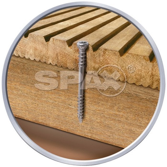 Vis terrasse - SPAX - Autoperceuse - Spécial caillebotis - Tête cylindrique - Inox A2 - 5 x 70/32,50 mm - Boîte de 100 - 4