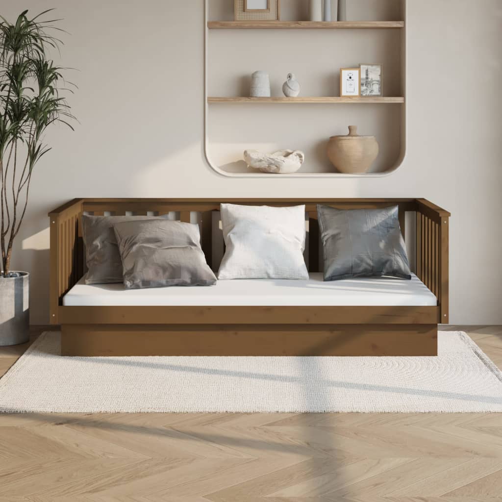 Łóżko Dzienne Drewniane Brązowe Rama Łóżka Ze Stelażem Sofa 80x200 cm