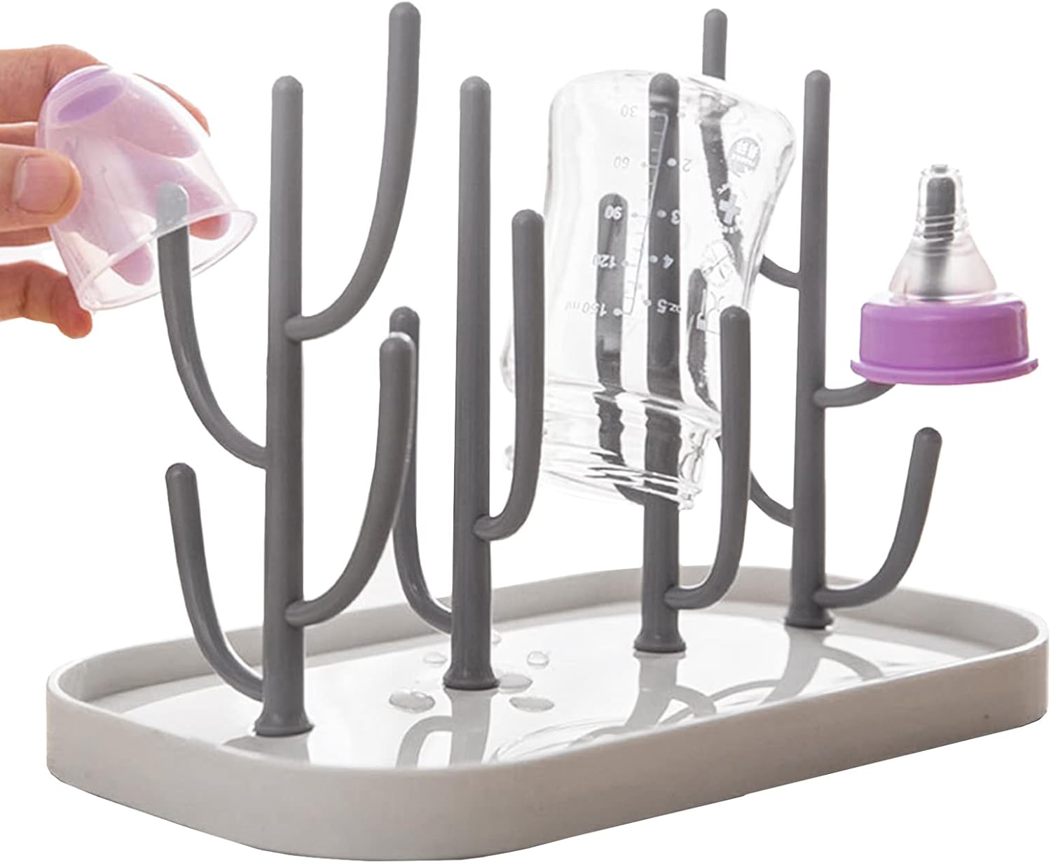 Beżowa suszarka do butelek dla niemowląt, składana suszarka do butelek, ociekacz do butelek w kształcie drzewa, syfon do butelek dla niemowląt, ocieka