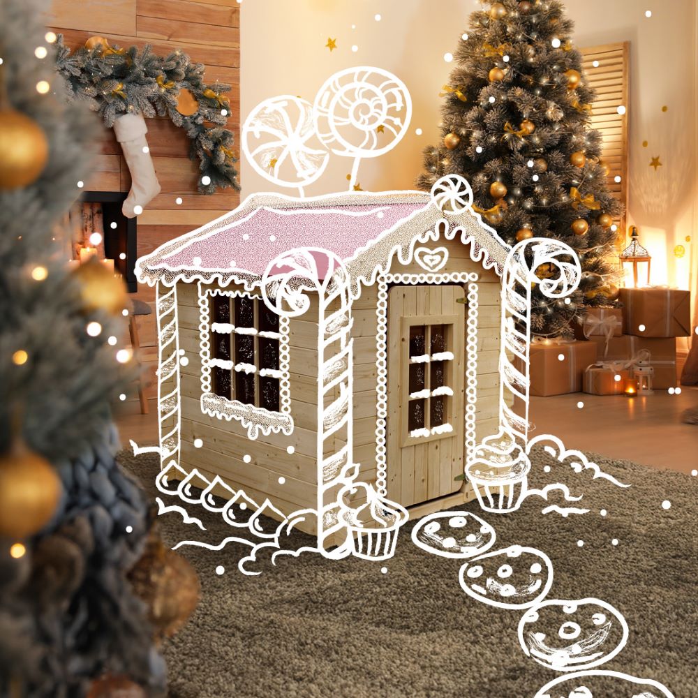 Maison en bois pour enfants -Toit rouge- Maison de jeux pour l'extérieur 111x113xH121cm/0.9 m2 - Timbela M570R-1 - 2