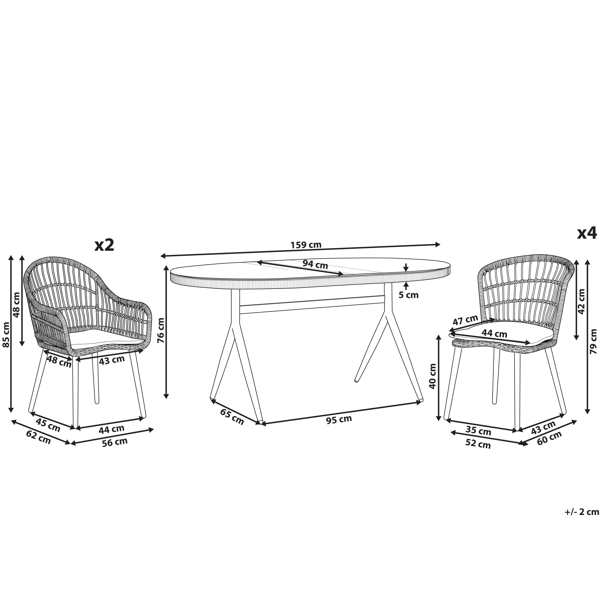 Beliani Conjunto de comedor exterior 6 plazas ALIANO II con cojines Beige - 3