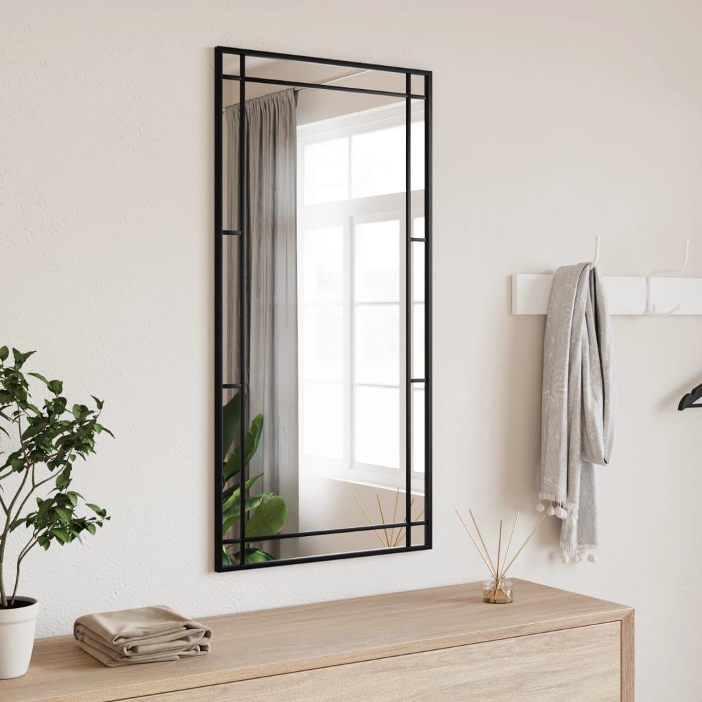 Miroir mural rectangulaire en fer noir 50x100 cm- COMFORTXL - 2