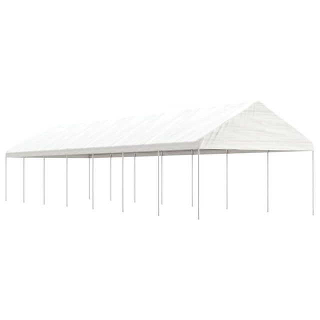 Gazebo con tetto bianco 15,61x4,08x3,22 mt in polietilene
