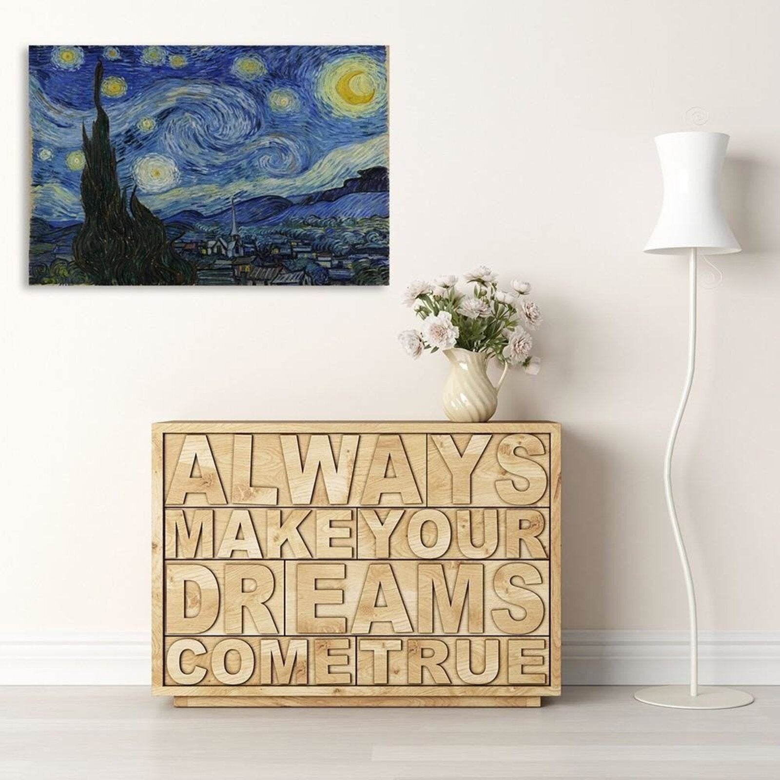 Tableau image de reproduction de v. Van Gogh - nuit étoilée - 70 x 100 cm - 3