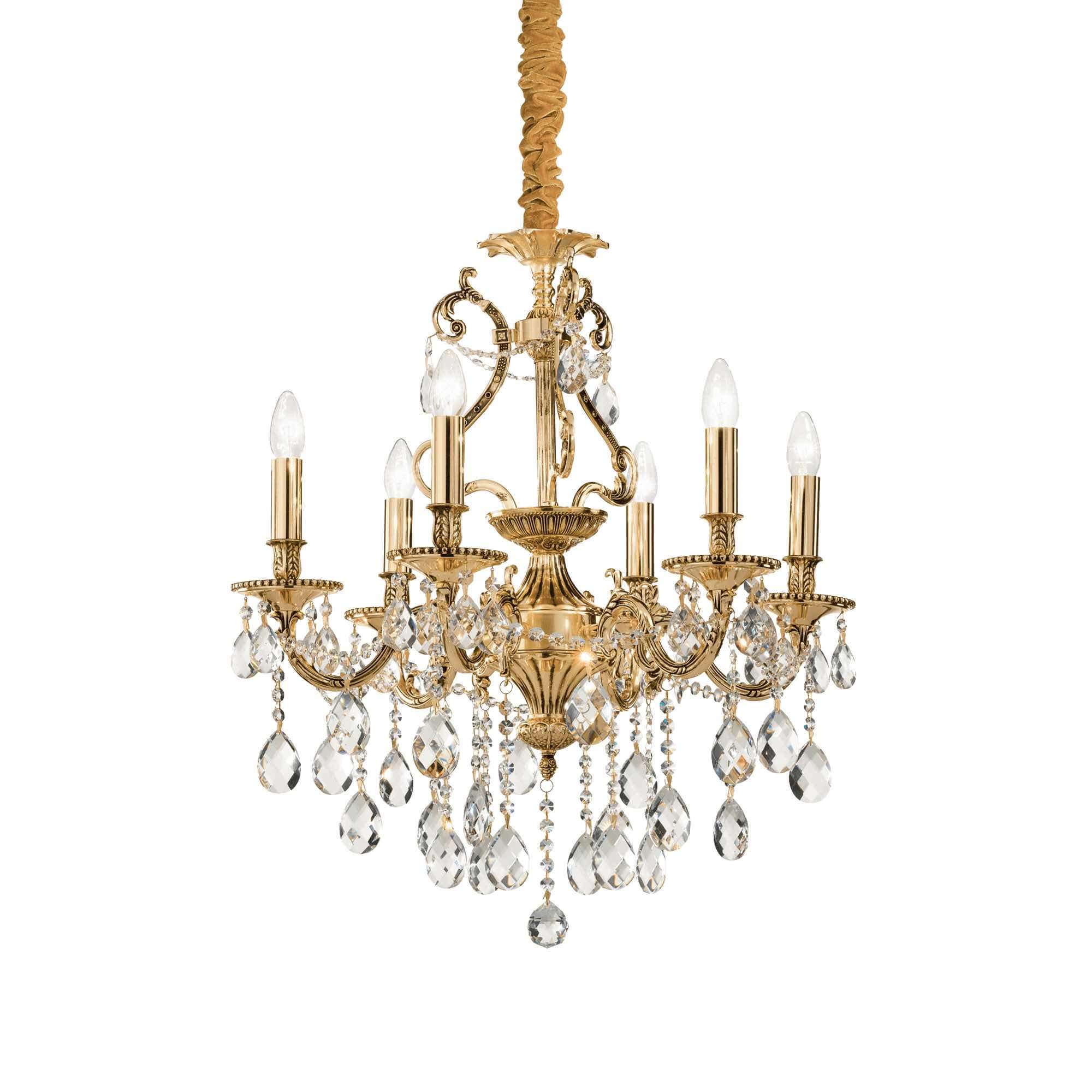 Ideal Lux  Suspension Dorée En Cristal Gioconda 6 Ampoules , Leroy Merlin