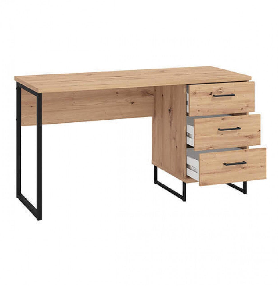 Scrivania porta PC 140x60 cm in legno e metallo con cassetti