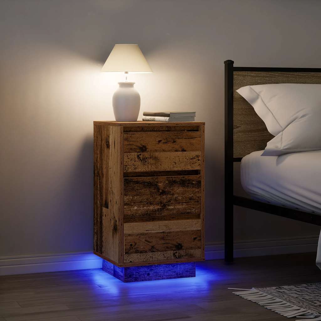 Table De Chevet Moderne VASAGLE Avec 3 Tiroirs Et Bande LED RGB - Meuble De Nuit Coloré Pour Chambre Adulte