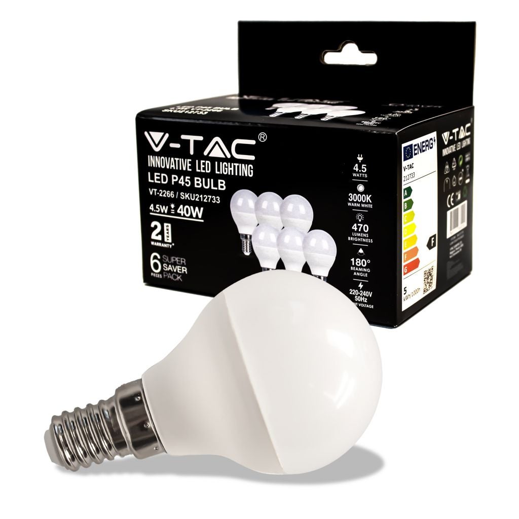 Żarówka LED E14 4,5W P45 3000K (Opakowanie 6 sztuk)