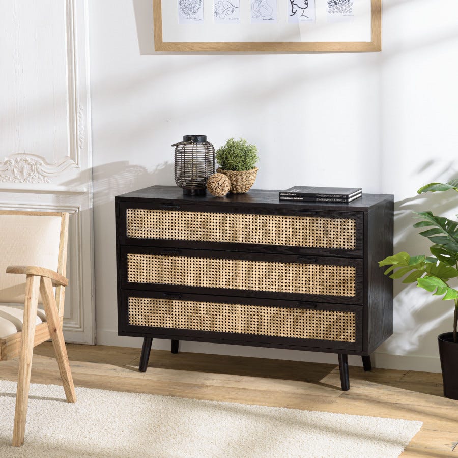 Cassettiera 3 Cassetti Elegance Navy - In Polipropilene 40x40x60 Cm Made In Italy Mobile Rattan Polipropilene Elegante Casa