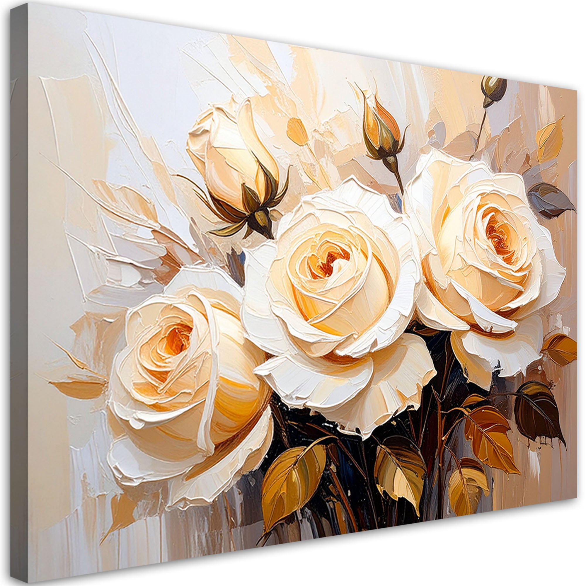 Obraz do salonu sypialni na ścianę kremowe róże kwiaty 60x40