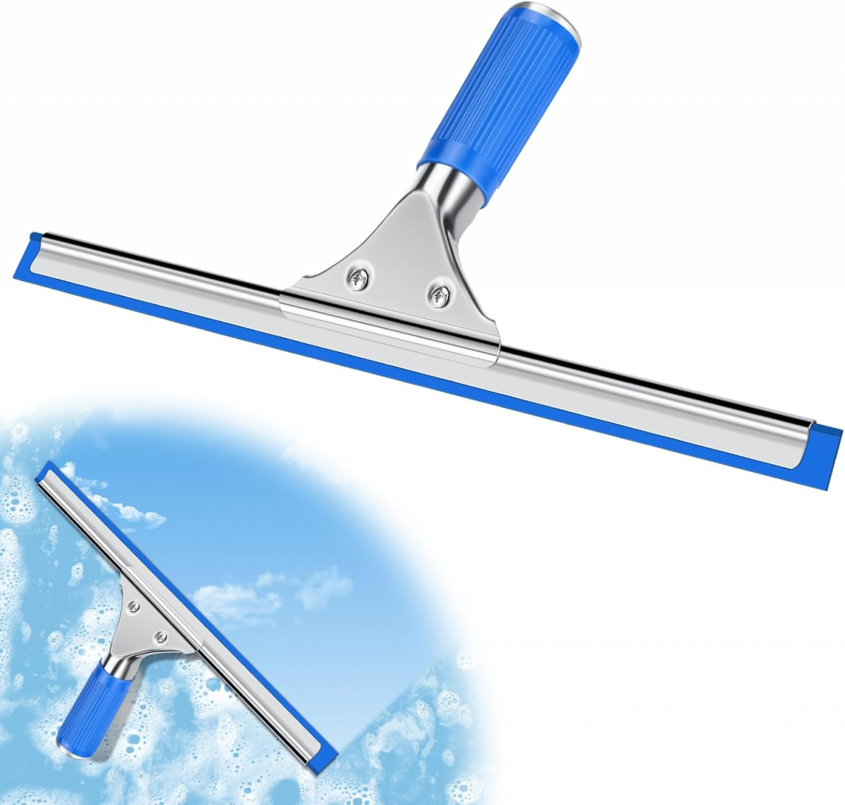 Ștergător de parbriz profesional din oțel inoxidabil, lamă de 30 cm, curățare fără urme pentru geamuri și băi