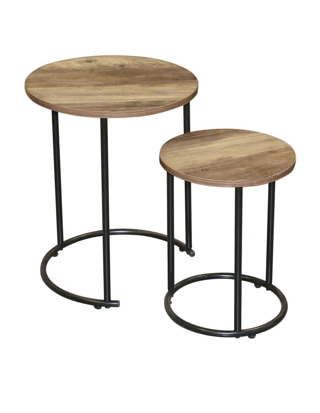 Ensemble de deux tables d'appoint ronde style rustique 30x30xH39cm et ...