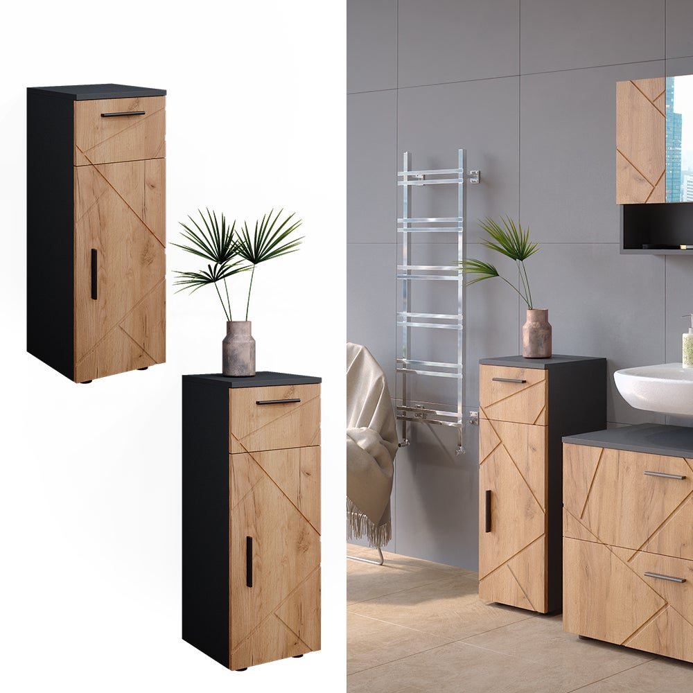 Vicco Ensemble meubles bain Chêne rustique 4 pièces, avec armoire haute