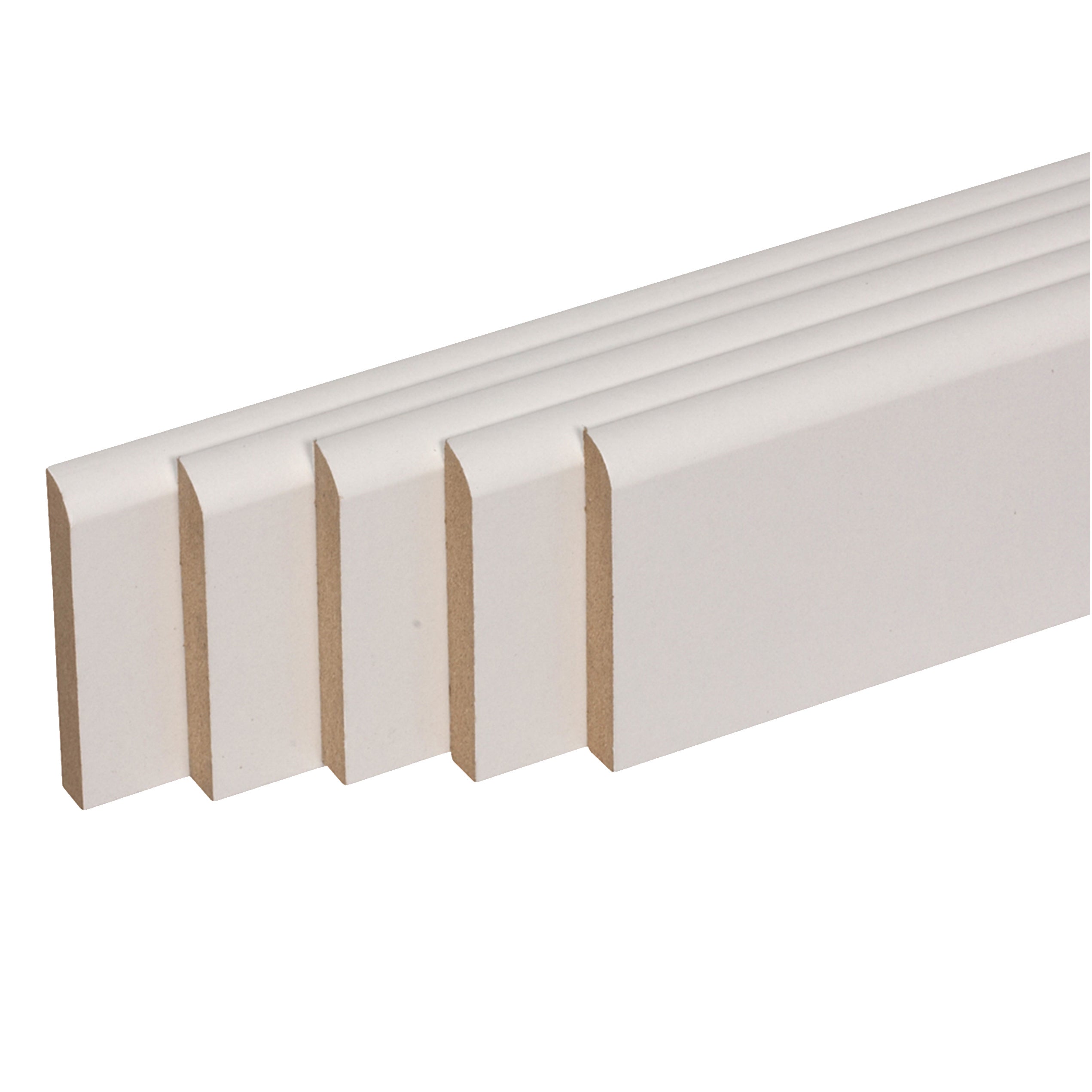 lot de 5 plinthes bord arrondi médium (mdf) revêtues blanc 2200 x 68 x 10 mm PEFC 70% - 2