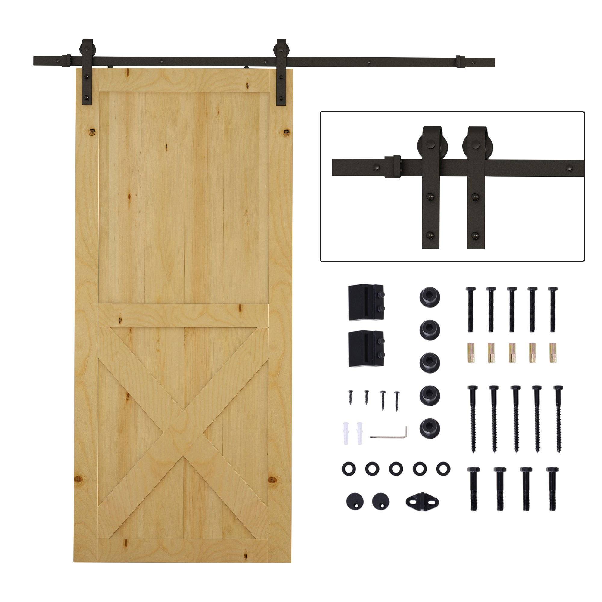 Kit de porte coulissante système galandage pour porte d'une épaisseur de 35-45 mm et largeur max. 1 m charge max. 100 Kg acier brun foncé - 2