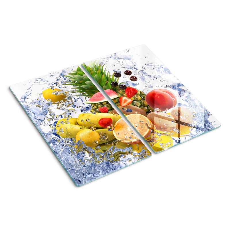 Zdjęcia - Deska do krojenia / podstawka Szklana deska do krojenia Tulup Kształt prostokątny - 2x30x52 cm - Owoce i woda