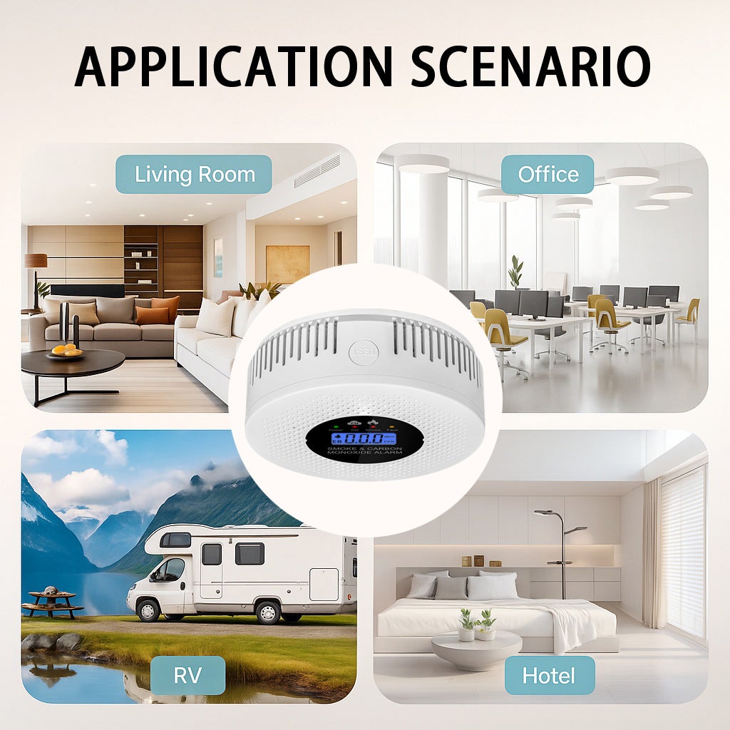 Detector de humo dos en uno, detector de monóxido de carbono, alarma de incendio, con luz de advertencia de sensor dual. - 7