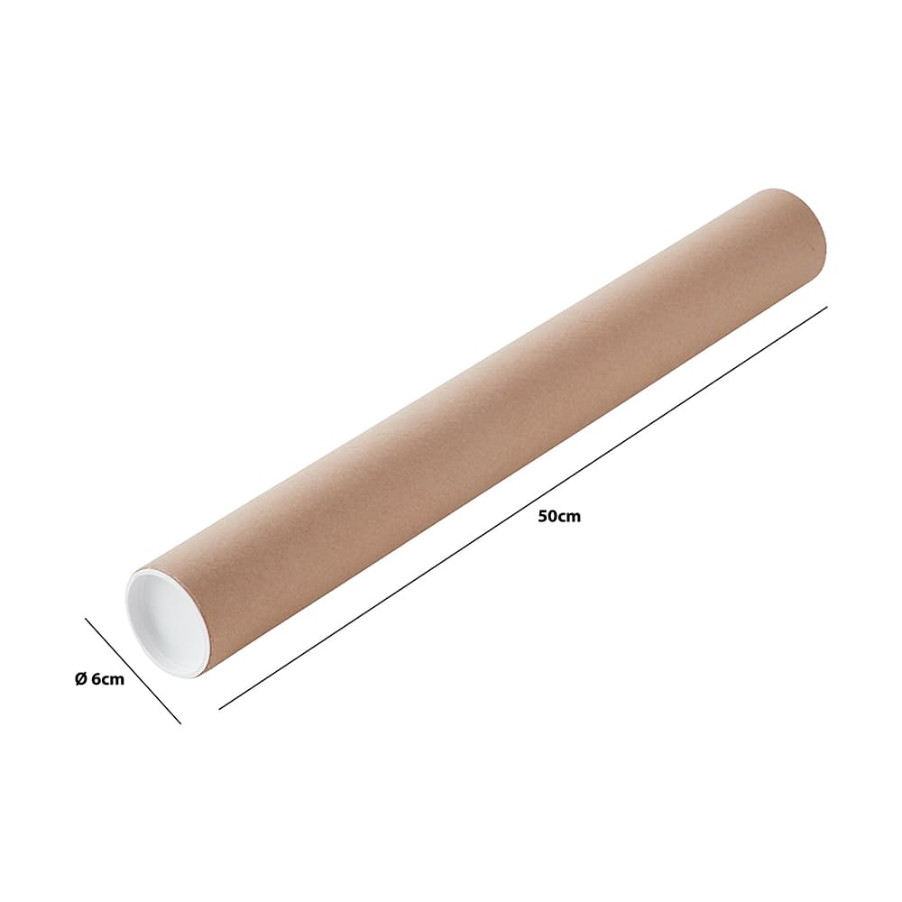 Lot De 15 Tubes Postaux En Carton - 470mm X 50mm - Pour Documents A2 - Bouchons Inclus - Expédition