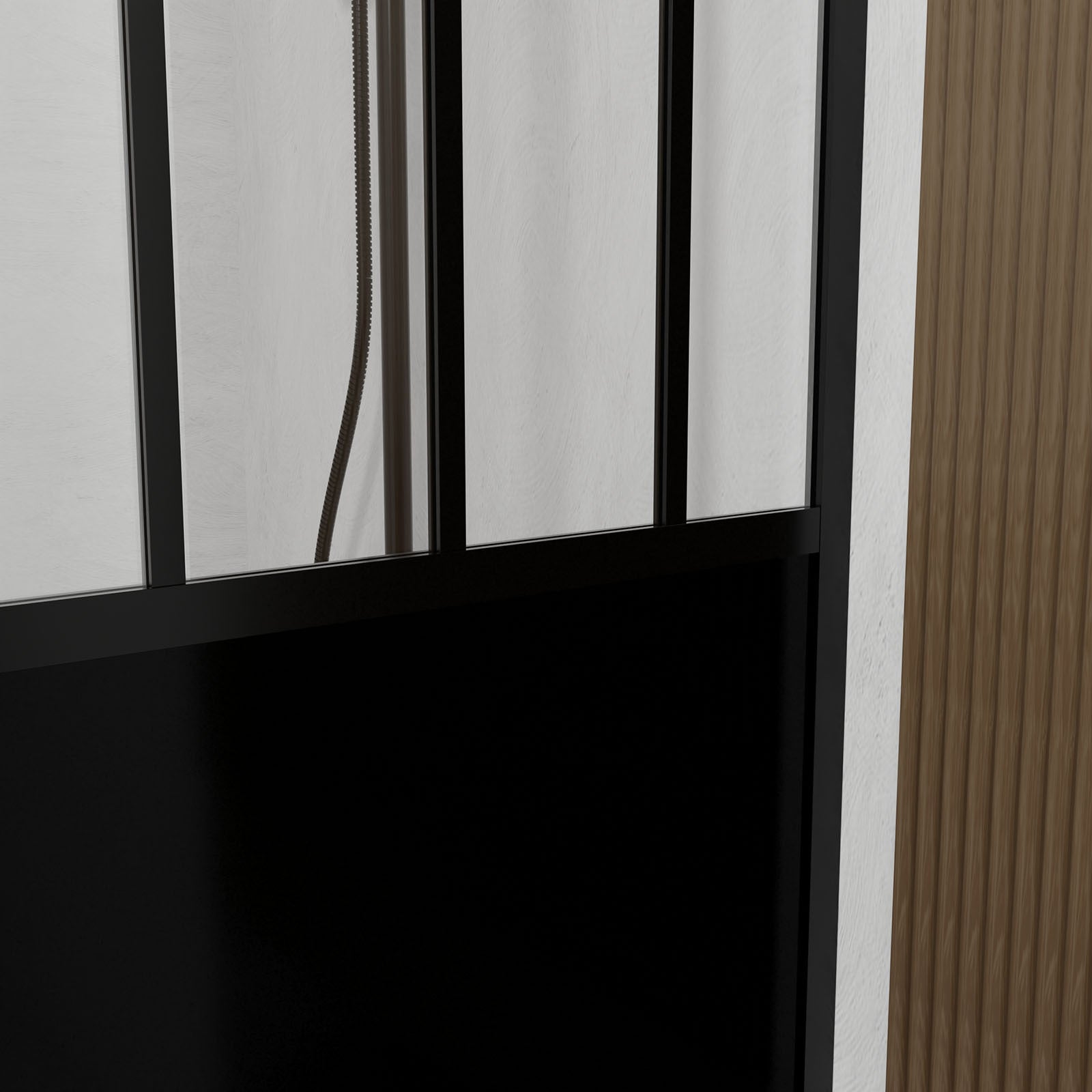 Paroi de douche a l'italienne - 100x200 cm VERRE TRANSPARENT 5mm + barre de maintien noir - 8