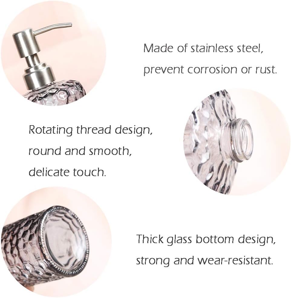 Dozownik do mydła szklany z wylewką ze stali nierdzewnej do łazienki, toalety lub kuchni (żółty)