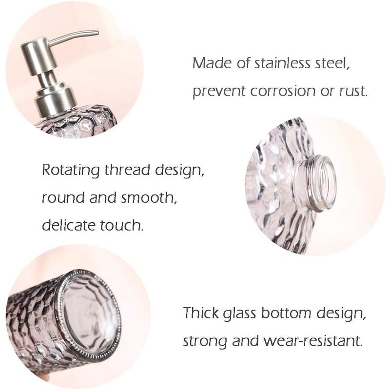 Dozownik do mydła szklany z wylewką ze stali nierdzewnej do łazienki, toalety lub kuchni (żółty)