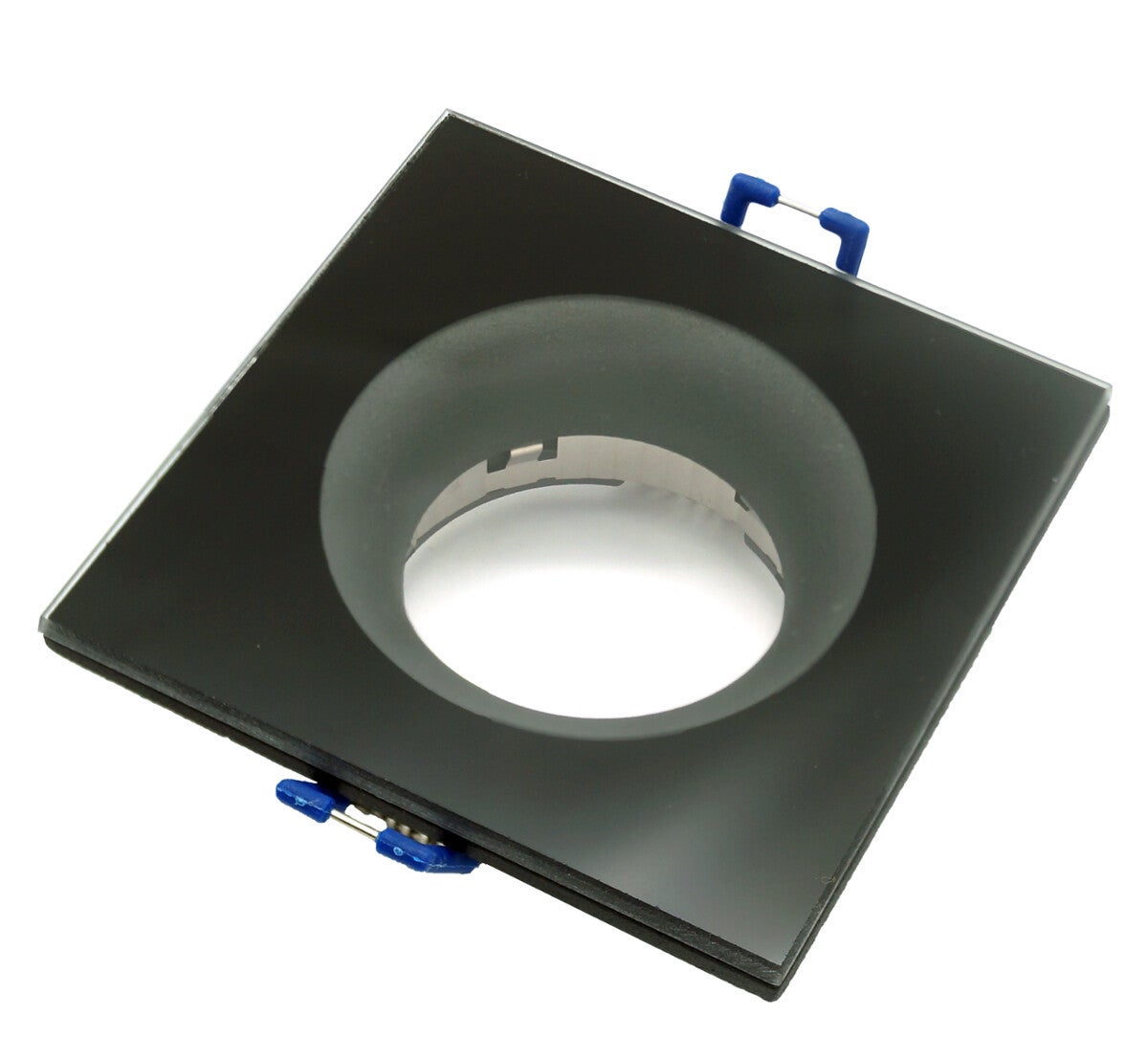 Oprawa sufitowa wpuszczana oczko czarna matowa 1xGU10x50W kwadratowa IP44 wym: 3,8 x 8,8 x 8,8 cm aluminium IdeaLED