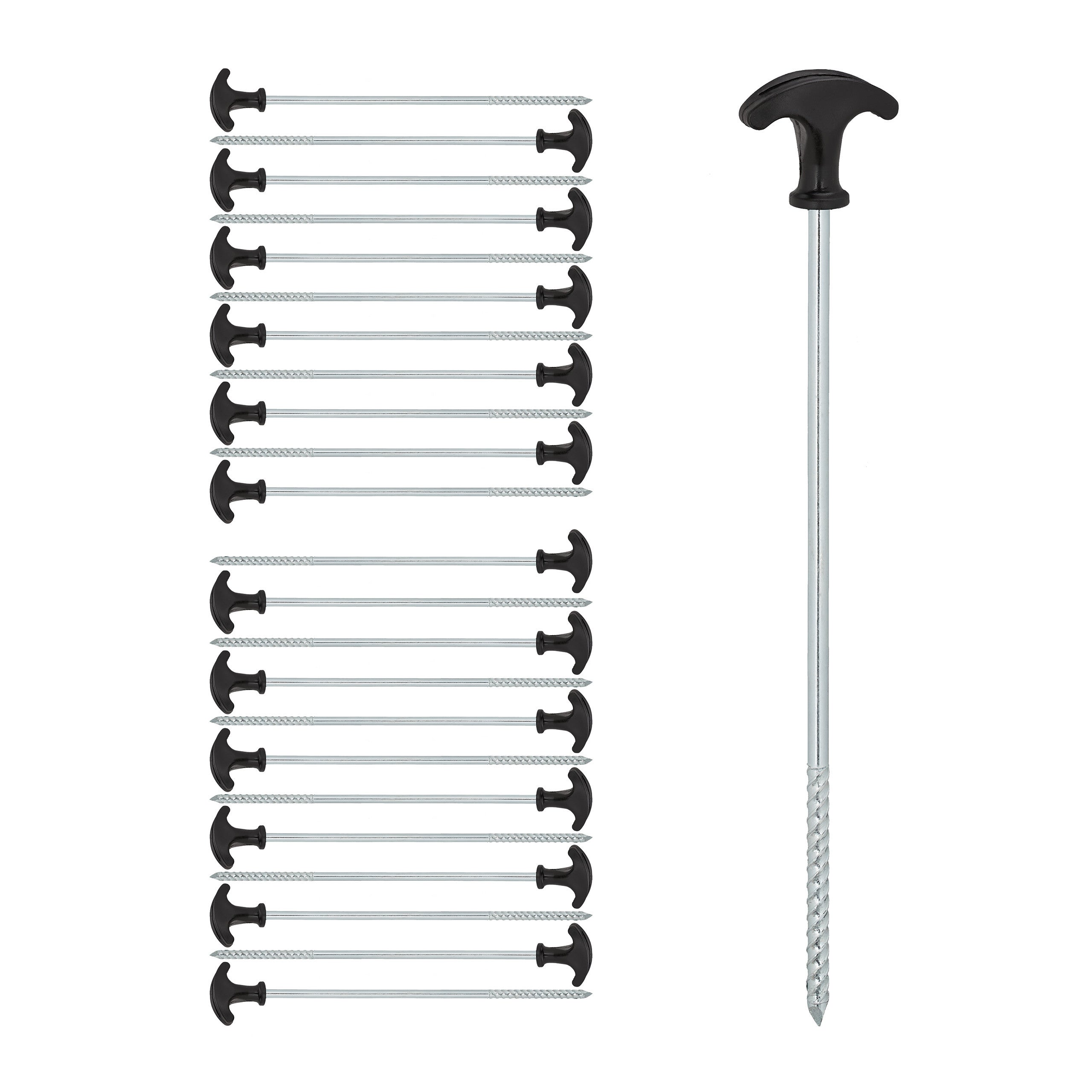 Kit De 11 Estacas De Metal Para Tienda De Campaña - Para Suelos Duros, Con Broca Y Extractor, 20.5 Cm