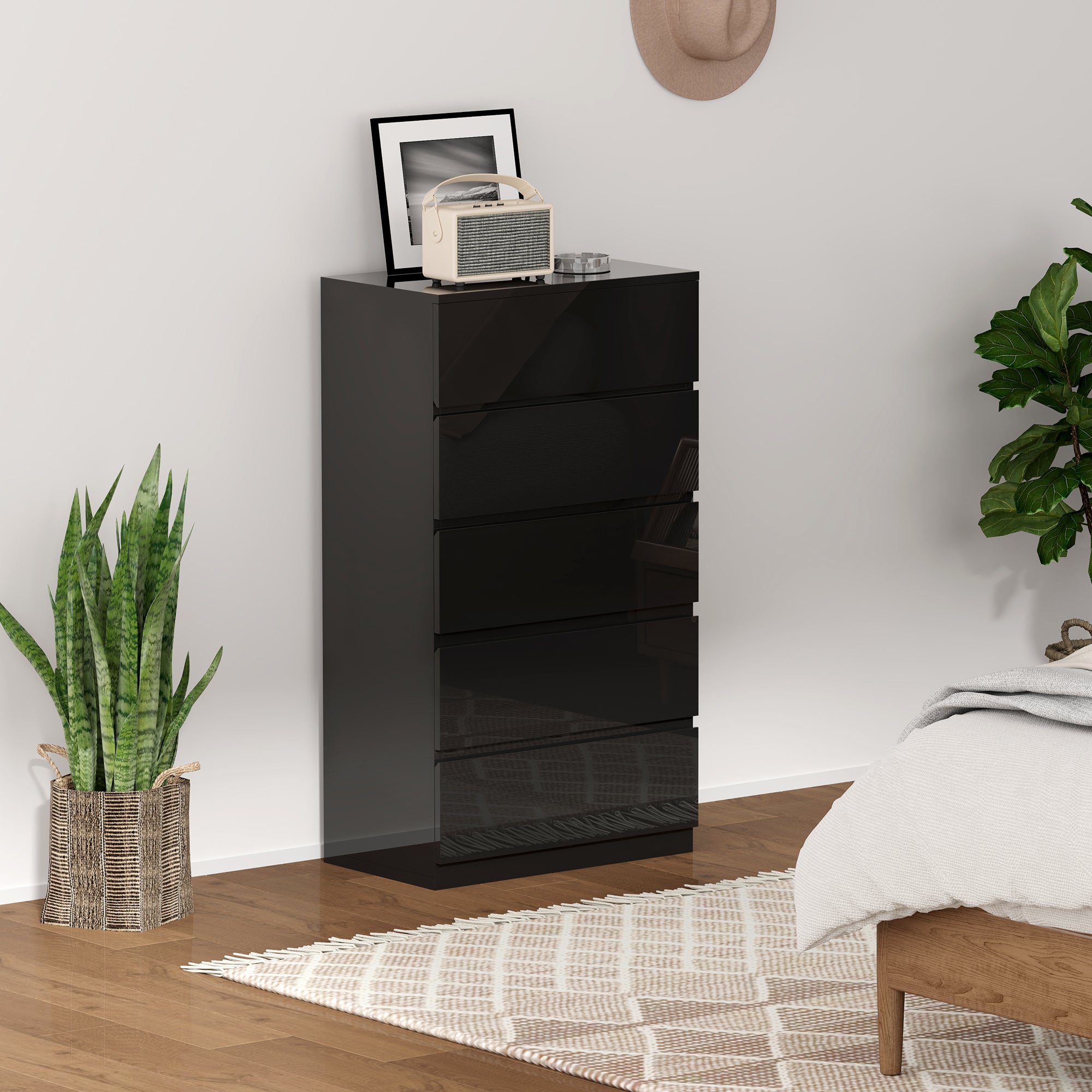 Commode à 5 tiroirs, style moderne, idéale pour chambre, entrée ou ...
