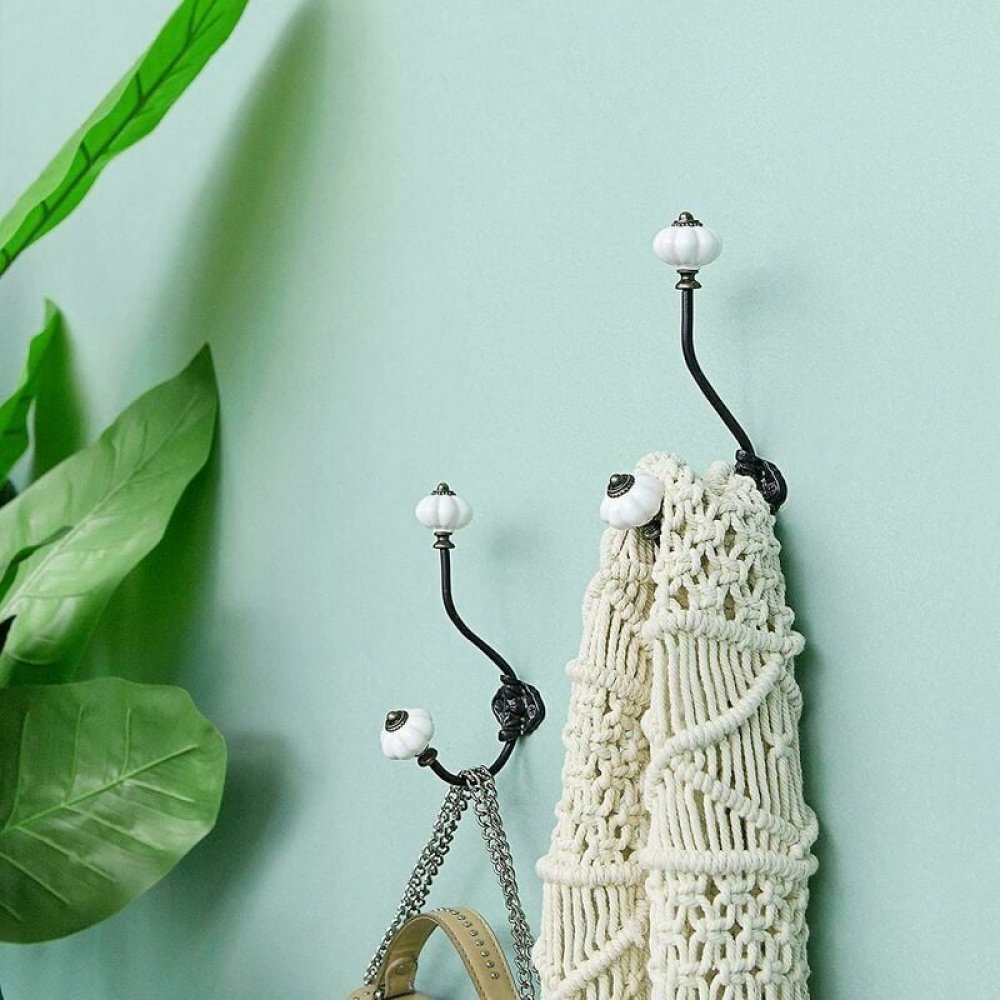 Ganci appendiabiti da bagno, ganci appendiabiti in ceramica bronzo vintage, set di 5 ganci da parete, ganci per cappelli, ganci per porte - 4