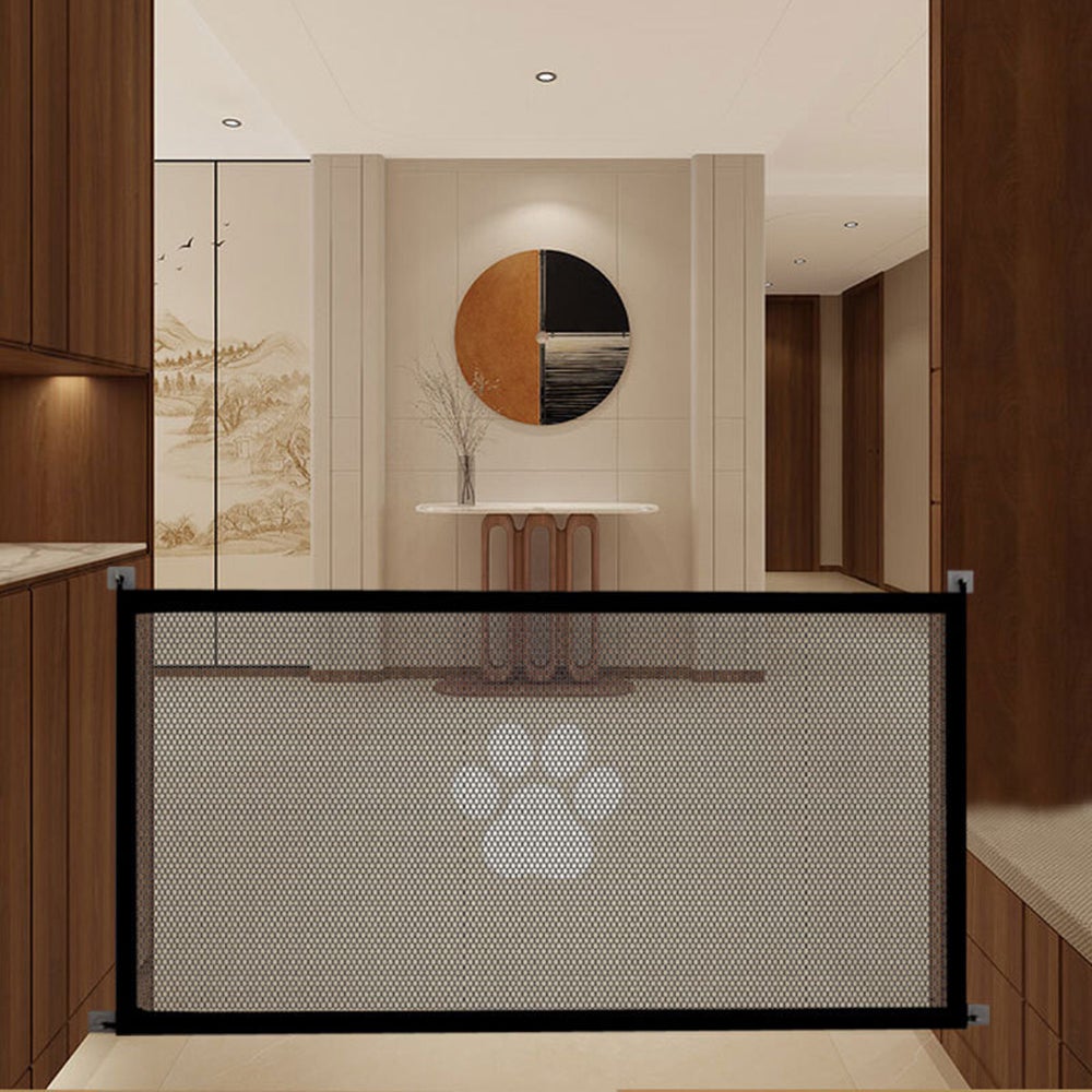 Puerta de malla portátil para mascotas para perros y gatos: cerca segura que no requiere perforaciones, fácil de instalar en escaleras o puertas - 2