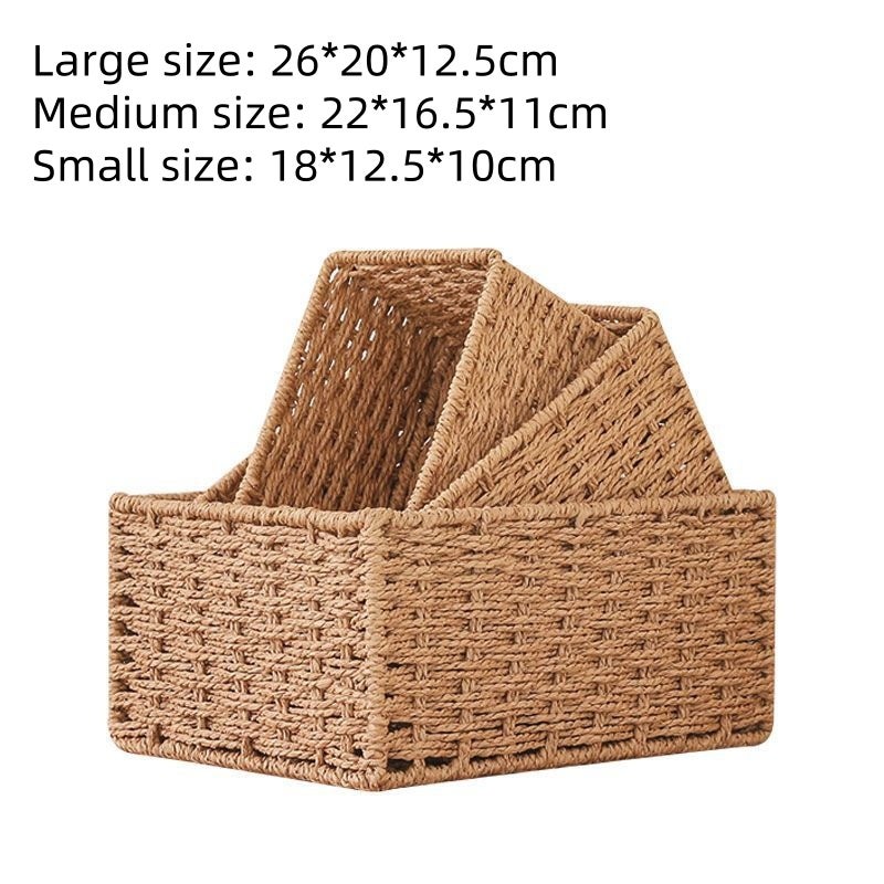 LEDANDER Paniers en osier, paniers de rangement tressés, boîtes de rangement, caisses de rangement (Camel - 3 pièces par lot) - 2