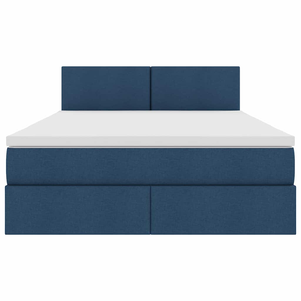 Lit avec rangement et matelas en velours bleu pour la chambre, 140 × 200 cm - 7