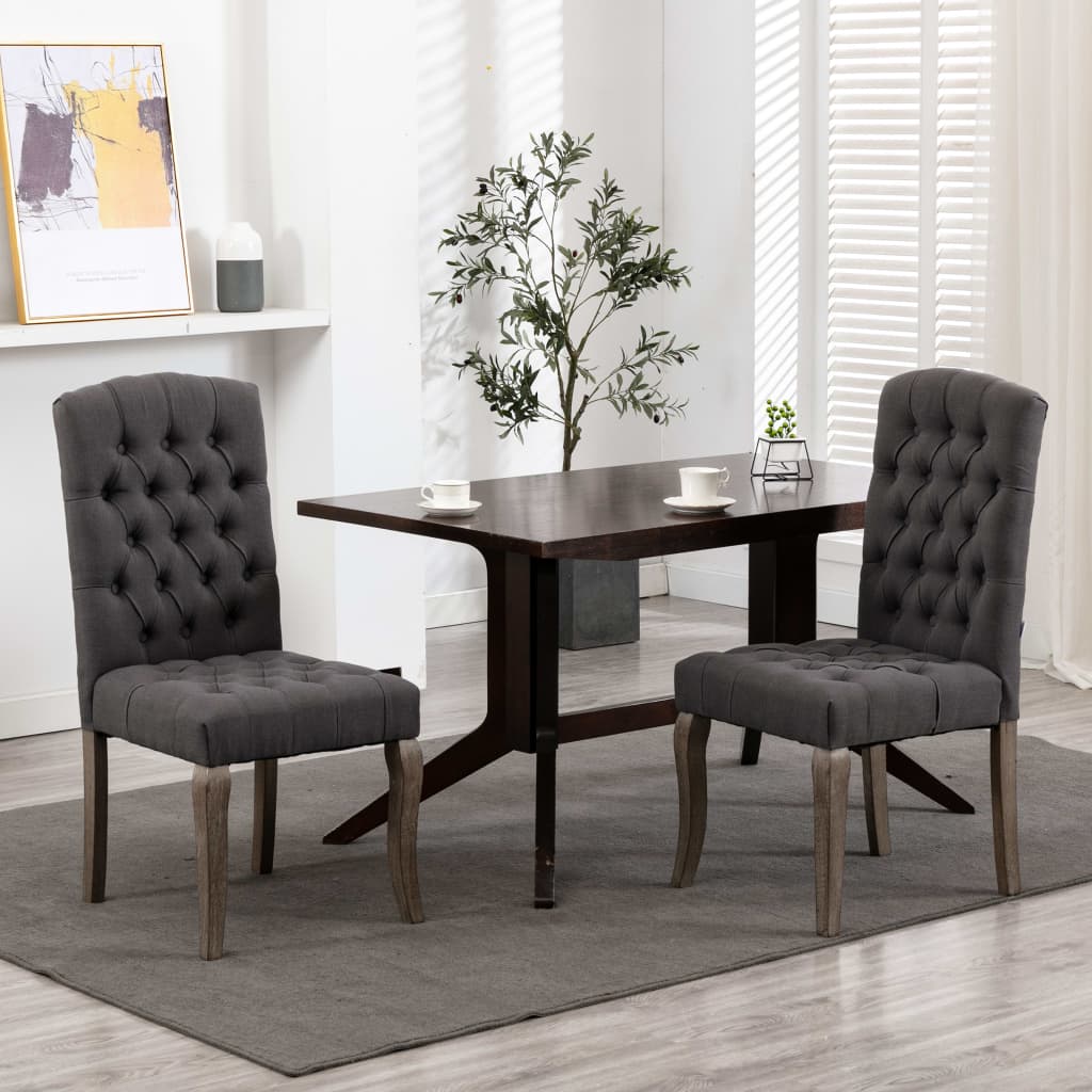 Chaises De Salle à Manger Tissu Gris Clair – Lot De 2 – Neuves