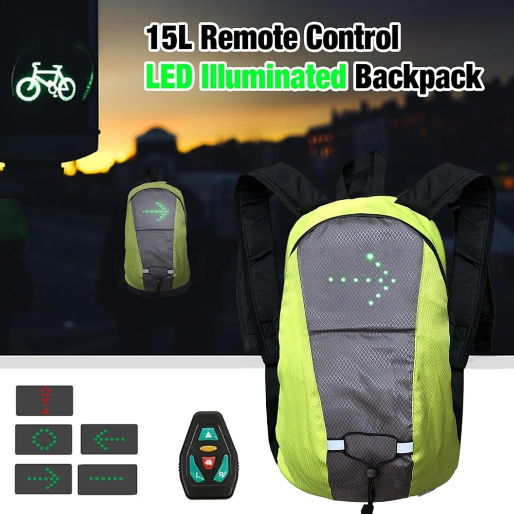 15L Sac à Dos Vélo LED Rechargeable USB et Gilet Cyclisme Réfléchissant avec Clignotants Directionnels - 3
