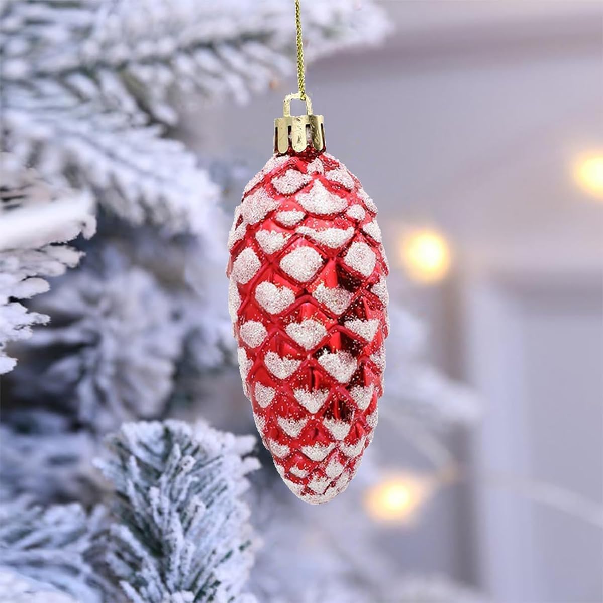 10 sztuk szyszek sosnowych do zawieszenia na choinkę, wiszące szyszki sosnowe na sznurku - 3