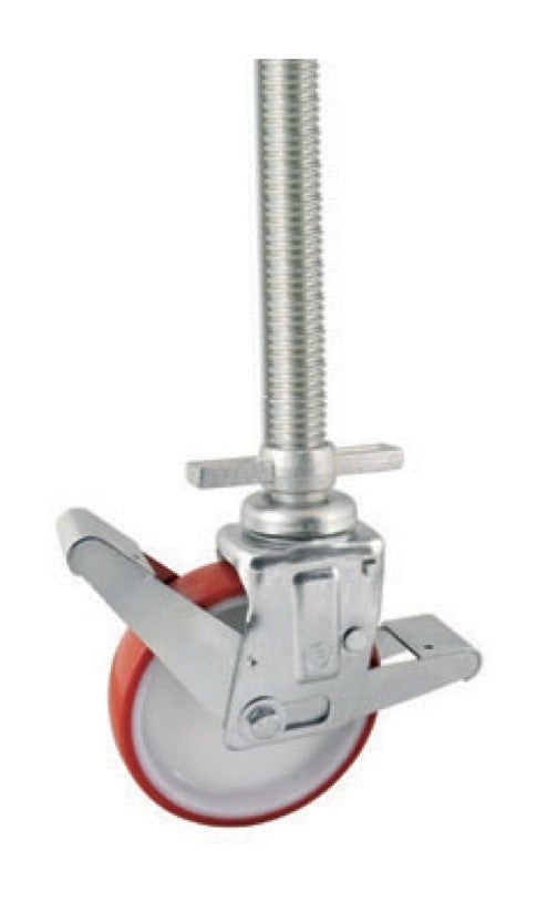 Lot De Roulettes Industrielles Pivotantes Et Fixes - Polyuréthane Rouge, Diam. 200mm, Charge 1200kg