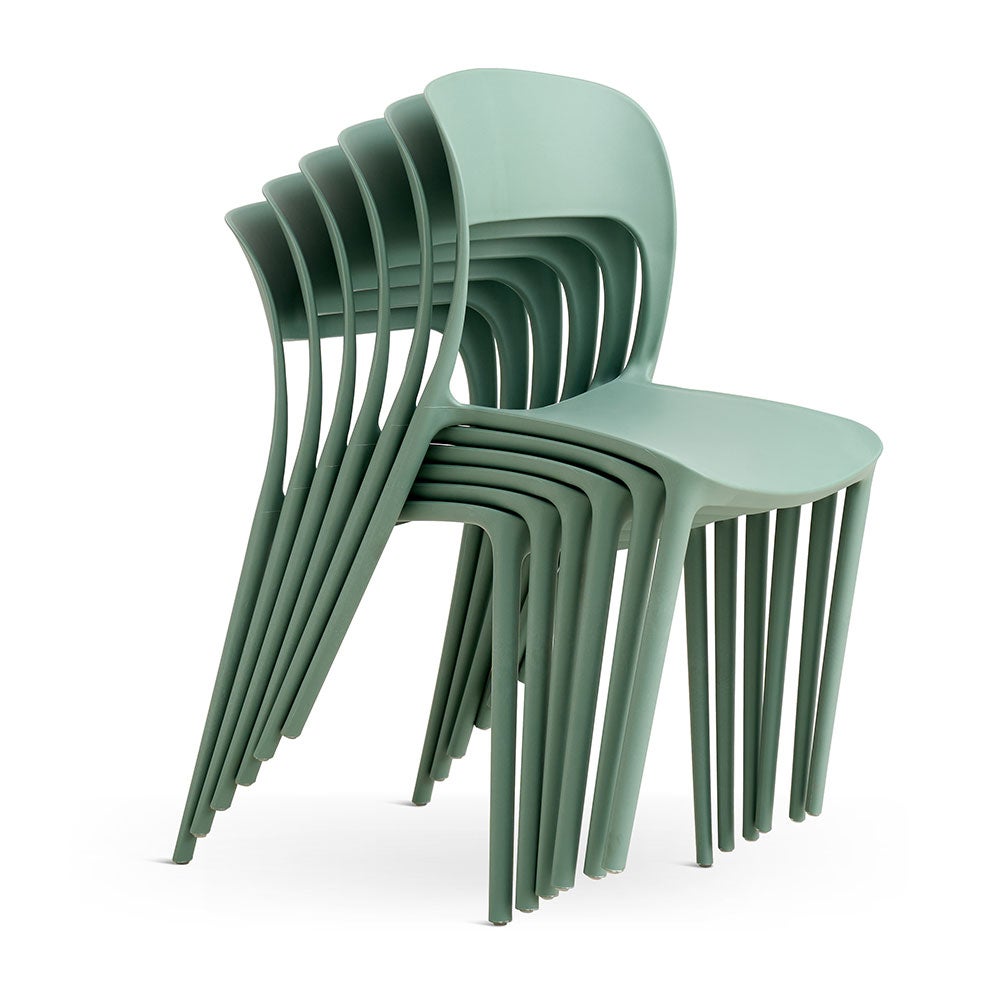Lot de 4 Chaise de jardin sans coussin Barbara en Polypropylène Vert - 5