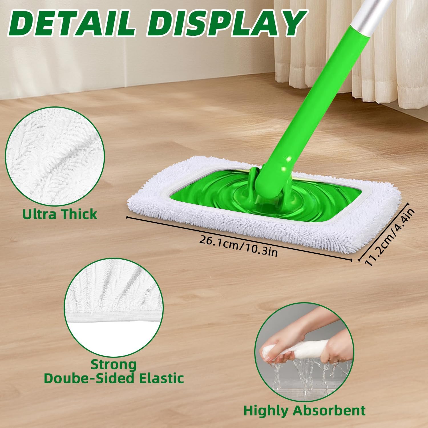 KEEPOW Sweeper Serpillière Microfibre Pour Swiffer Sweeper Balai Kit, Lingettes