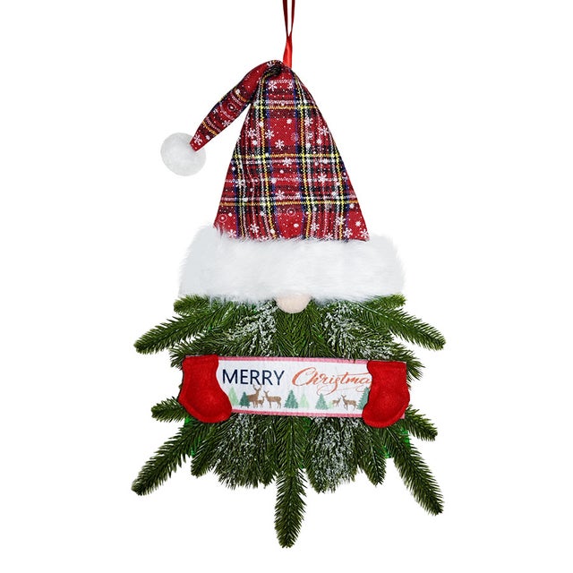 Adorno navideño de corona, colgante navideño con forma de anciano sin rostro, decoración para puertas, ventanas y chimeneas.