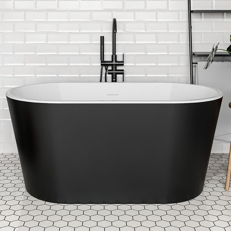 Wanna wolnostojąca owalna - 180 L - 130 x 71 x 58 cm - Czarna - Akrylowa - APOGON