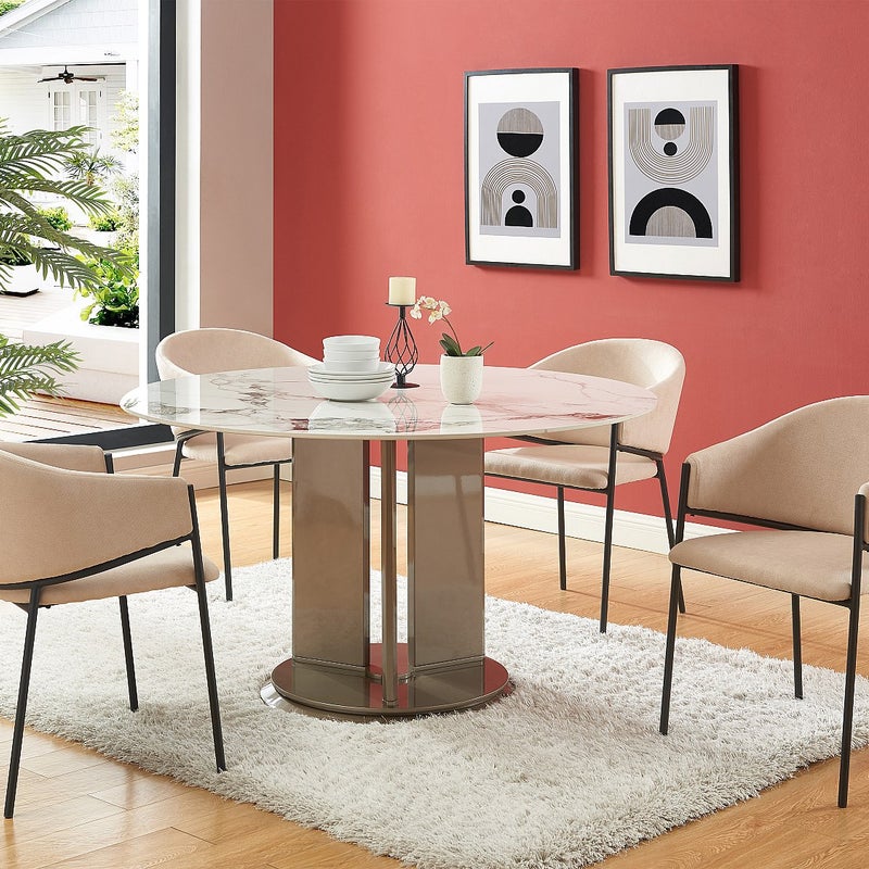 Zestaw 6 krzeseł z podłokietnikami z tkaniny i metalu – kolor beżowy – ORDIDA marki Pascal Morabito