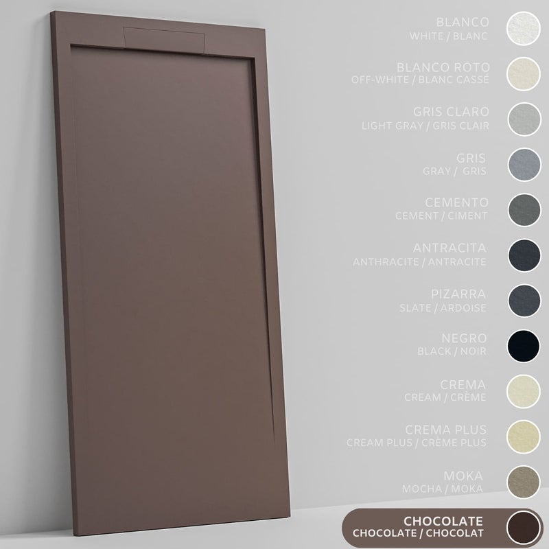 SOULHOME Brodzik prysznicowy– Żywica– Gel Coat– Gładka/Kamienna tekstura – Antypoślizgowy – czekoladowy- 90X70- Niski 3cm– Elegancki SAME