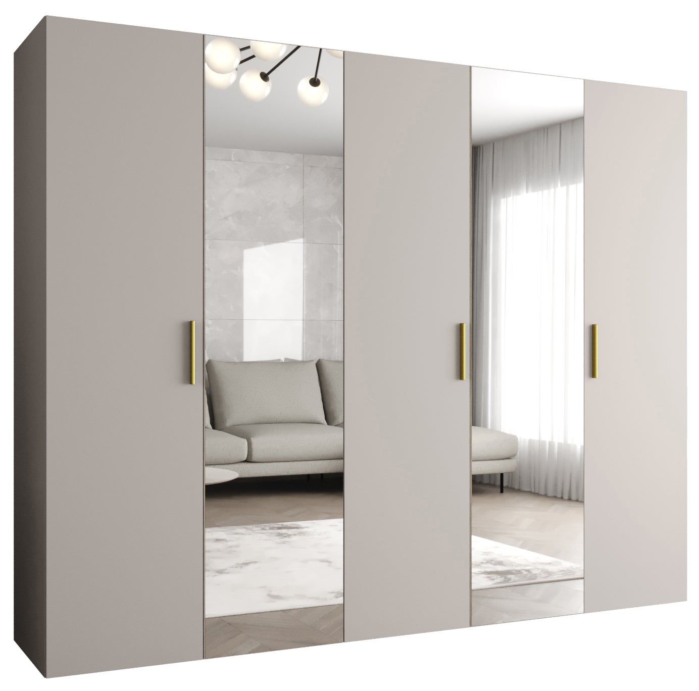 Szafa uchylna otwierana Bari 2 250 x 52 x 202 cm kaszmir + u. złoty Abiks Meble