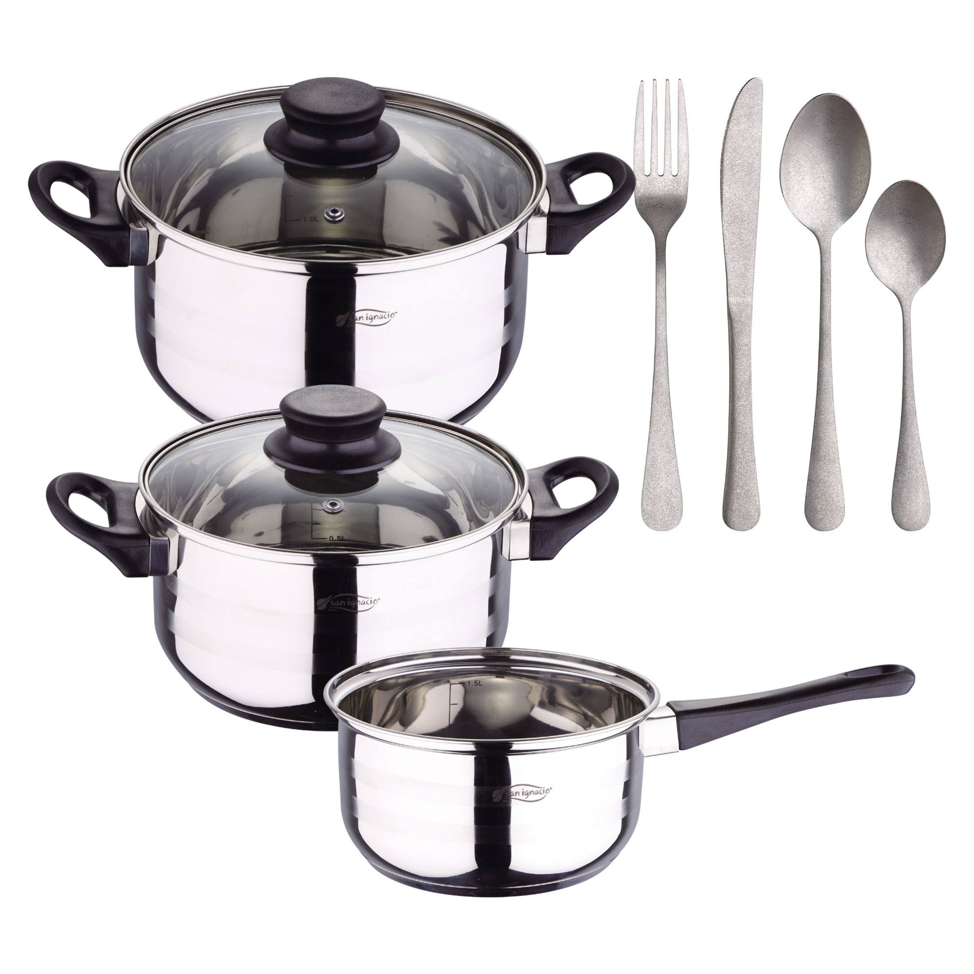 Batterie De Cuisine San Ignacio 5 Pièces – Casseroles Et Poêles – Induction – Acier Inox