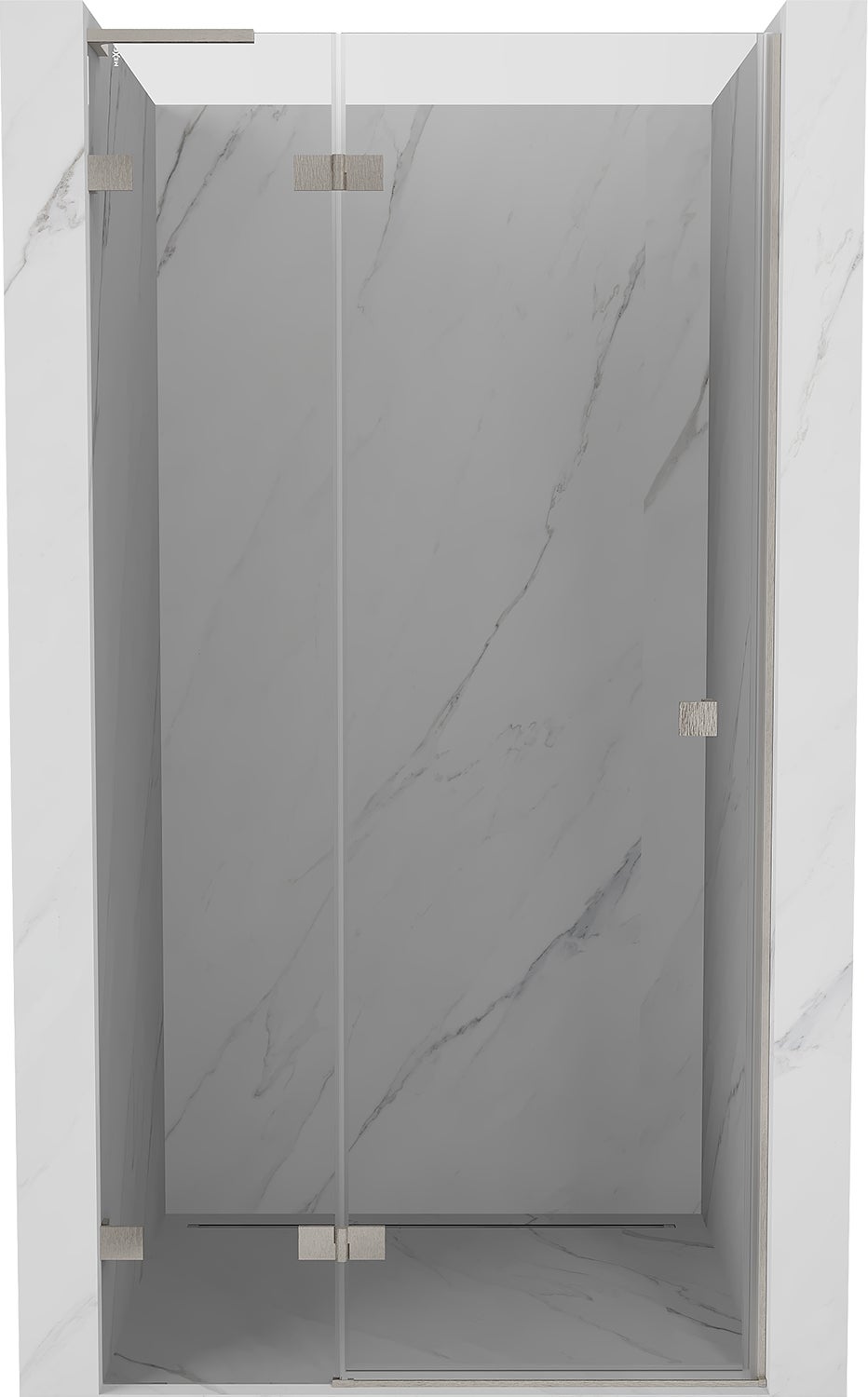 Mexen Lunar L drzwi prysznicowe uchylne lewe 125 cm, transparent, nikiel szczotkowany - 834L-125-000-97-00-L