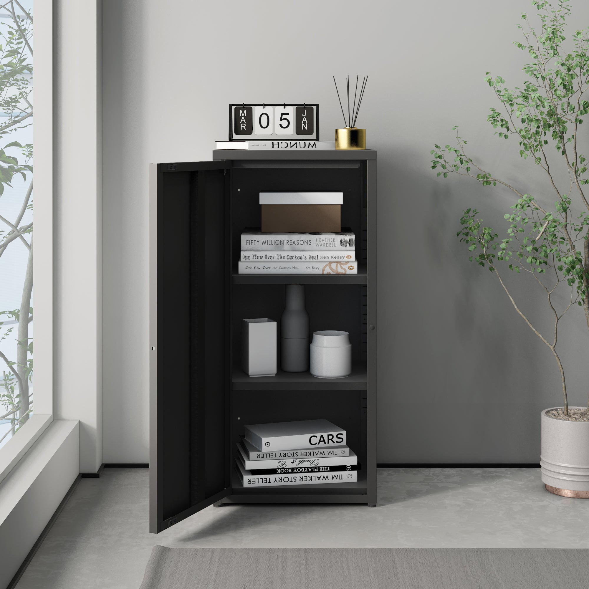 Armoire métallique Burlöv acier 88 x 40 x 35 cm noir [en.casa] - 2